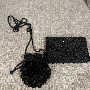 Elegant Black Beaded Women's Bag Set